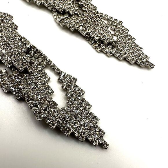 Long rhinestone triple layer statement earrings - Picture 6 of 10